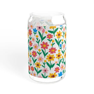 Floral Glass Tumbler - Bamboo Lid Tritan Straw - Dipaliz - Tumblers