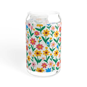 Floral Glass Tumbler - Bamboo Lid Tritan Straw - Dipaliz - Tumblers