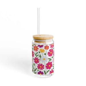 Floral Summer Sipper Glass - 16oz Clear Tempered - Dipaliz - Tumblers