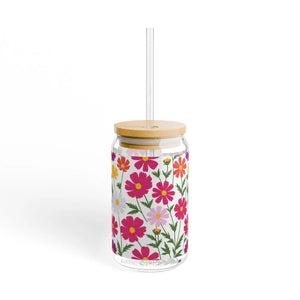Floral Summer Sipper Glass - 16oz Clear Tempered - Dipaliz - Tumblers