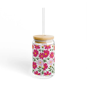 Floral Summer Sipper Glass - 16oz Clear Tempered - Dipaliz - Tumblers