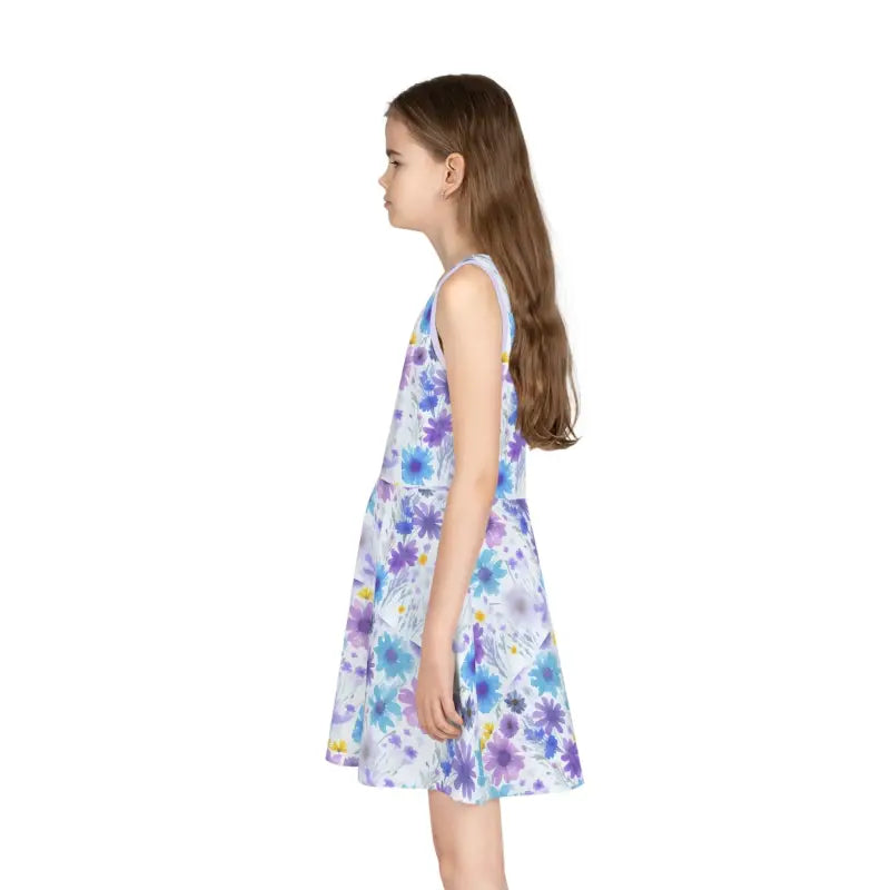 Brighten Up with a Floral Pattern Girls’ Sleeveless Sundress - All Over Prints