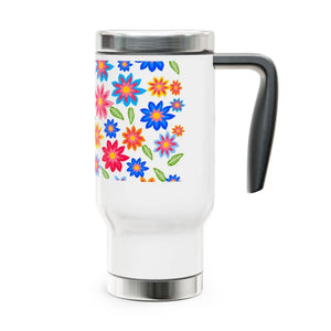 Vibrant Floral Stainless Steel Travel Mug - 14oz - Dipaliz - Tumblers