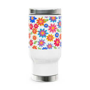Vibrant Floral Stainless Steel Travel Mug - 14oz - Dipaliz - Tumblers