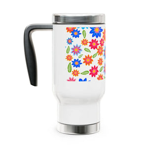 Vibrant Floral Stainless Steel Travel Mug - 14oz - Dipaliz - Tumblers