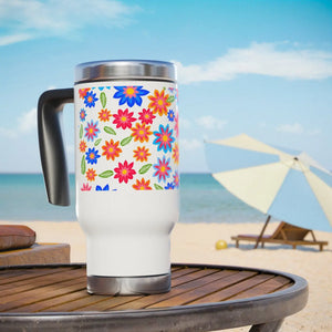 Vibrant Floral Stainless Steel Travel Mug - 14oz - Dipaliz - Tumblers