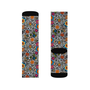 Vibrant Floral Pattern Sublimation Socks - Dipaliz