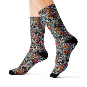 Vibrant Floral Pattern Sublimation Socks - Dipaliz