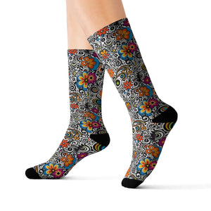 Vibrant Floral Pattern Sublimation Socks - Dipaliz