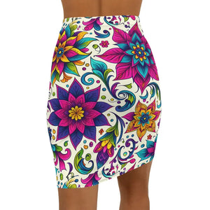Vibrant Floral Print Pencil Skirt Bold Statement Style - Dipaliz - Skirts