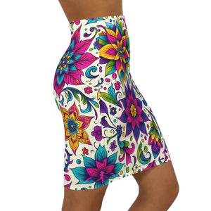 Vibrant Floral Print Pencil Skirt - Boho Chic - Dipaliz - Skirts - Xs