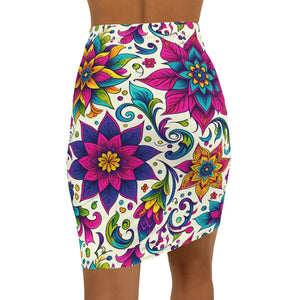 Vibrant Floral Print Pencil Skirt - Boho Chic - Dipaliz - Skirts - Xs