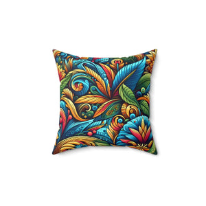 Vibrant Floral Spun Pillow – Square Polyester - Dipaliz - Throw Pillows