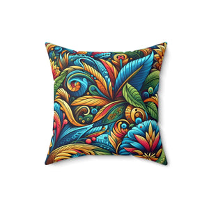 Vibrant Floral Spun Pillow – Square Polyester - Dipaliz - Throw Pillows