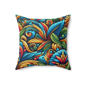 Vibrant Floral Spun Pillow – Square Polyester - Dipaliz - Throw Pillows