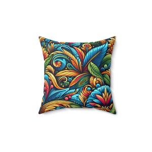 Vibrant Floral Spun Pillow – Square Polyester - Dipaliz - Throw Pillows