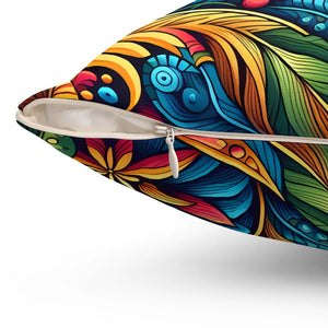 Vibrant Floral Spun Pillow – Square Polyester - Dipaliz - Throw Pillows