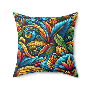 Vibrant Floral Spun Pillow – Square Polyester - Dipaliz - Throw Pillows