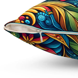 Vibrant Floral Spun Pillow – Square Polyester - Dipaliz - Throw Pillows