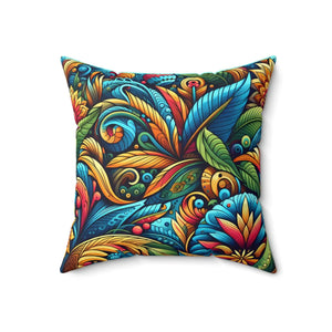 Vibrant Floral Spun Pillow – Square Polyester - Dipaliz - Throw Pillows