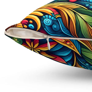 Vibrant Floral Spun Pillow – Square Polyester - Dipaliz - Throw Pillows