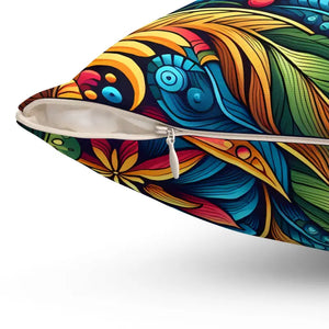 Vibrant Floral Spun Square Pillow - Comfort Meets Style - Dipaliz - Throw Pillows