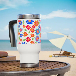 Vibrant Floral Stainless Steel Travel Mug - Women’s Dipaliz - 14oz - Tumblers