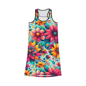 Vibrant Floral Print Racerback Dress for Casual Outings - Dipaliz - Dresses