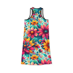 Vibrant Floral Print Racerback Dress for Casual Outings - Dipaliz - Dresses
