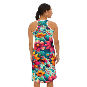 Vibrant Floral Print Racerback Dress for Casual Outings - Dipaliz - Dresses