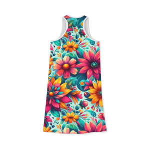 Vibrant Floral Print Racerback Dress for Casual Outings - Dipaliz - Dresses