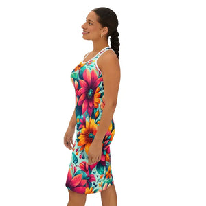 Vibrant Floral Print Racerback Dress for Casual Outings - Dipaliz - Dresses