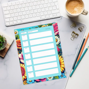 Notepads - Vibrant Flower Daily Planner for Ultimate Organization - Dipaliz