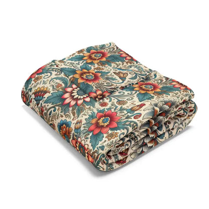 Vibrant Flowers Arctic Fleece Blanket in 3 Sizes - Home Decor