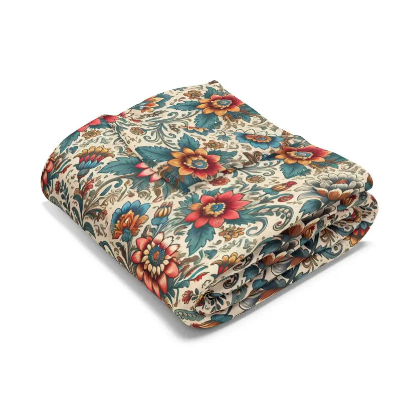 Vibrant Flowers Arctic Fleece Blanket in 3 Sizes - Home Decor