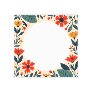 Vibrant Flowers Border Sticky Notes White Uncoated Paper - Dipaliz