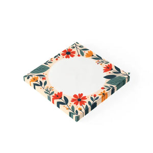 Vibrant Flowers Border Sticky Notes White Uncoated Paper - Dipaliz