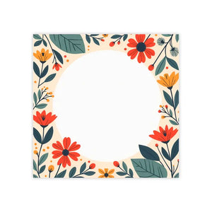 Vibrant Flowers Border Sticky Notes White Uncoated Paper - Dipaliz - 4’’ x