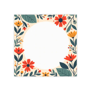 Vibrant Flowers Border Sticky Notes - White Paper - Dipaliz
