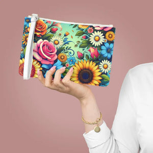Vibrant Flowers Clutch Bag with Loop Statement Style - Dipaliz - one Size - Bags