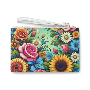 Vibrant Flowers Clutch Bag - Saffiano Pattern - Dipaliz - Bags