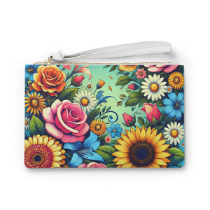 Vibrant Flowers Clutch Bag - Saffiano Pattern - Dipaliz - Bags
