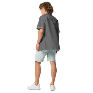 Floral Flowers on Grey Button Shirt - Moisture Wicking - Dipaliz - Shirts
