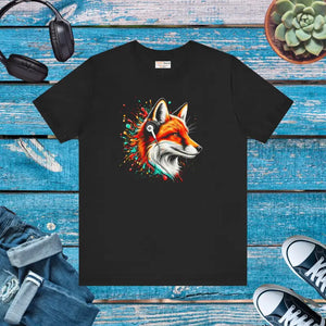 Vibrant Fox Graphic Tee - Stylish Casual Wear - Dipaliz - Black / Xs - T-shirts