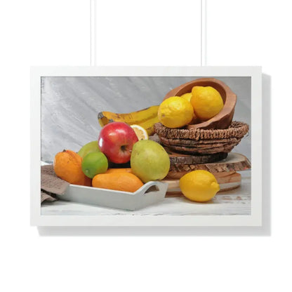 Vibrant Fruit Fiesta Framed Horizontal Poster for Energetic Walls - 30’’ × 20’’ / White