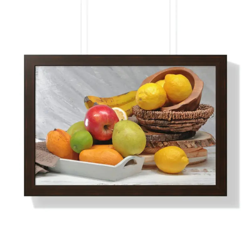 Vibrant Fruit Fiesta Framed Horizontal Poster for Energetic Walls - 24″ × 16″ / Walnut