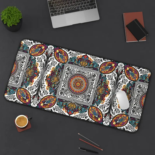 Transform your Workspace with a Vibrant Geometric Abstract Desk Mat - 15.5’’ × 31’’ Computer Accessories