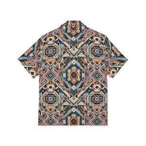Vibrant Geometric Hawaiian Camp Shirt - Bold Summer Style - Dipaliz - Shirts