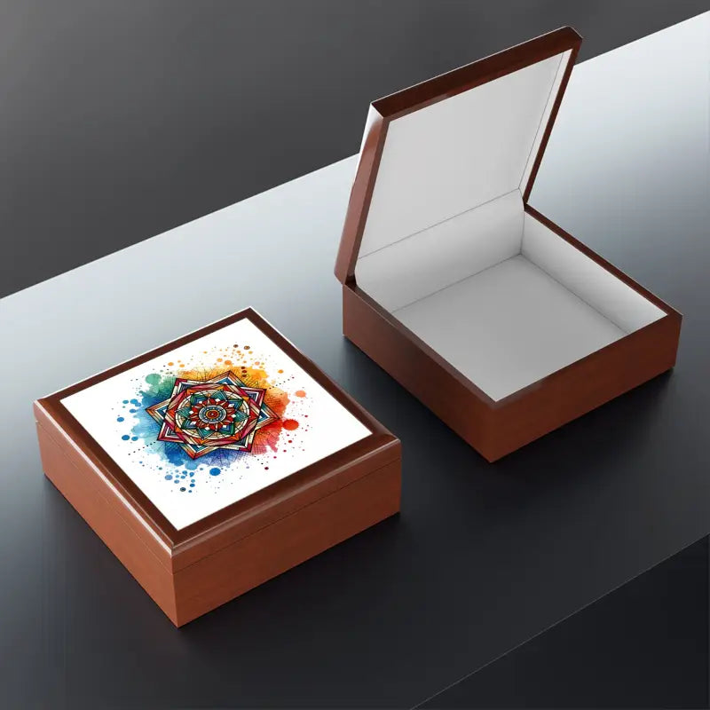 Elevate your Style with a Vibrant Geometric Jewelry Box - Golden Oak / one Size Box