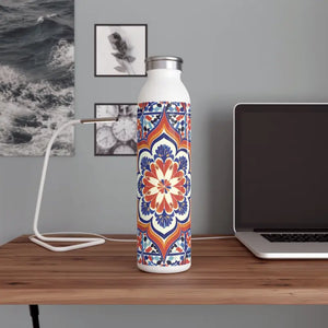 Sleek Slim Water Bottle Geometric Design Vibrant Pattern - Dipaliz - 20oz / White - Bottles